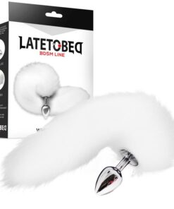Plug Anal Metal con Cola de Zorro Sedoso 40 cm Blanco