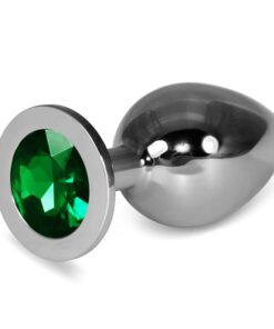 Plug Anal Metal RoseBud Classic con Joya Verde Talla L